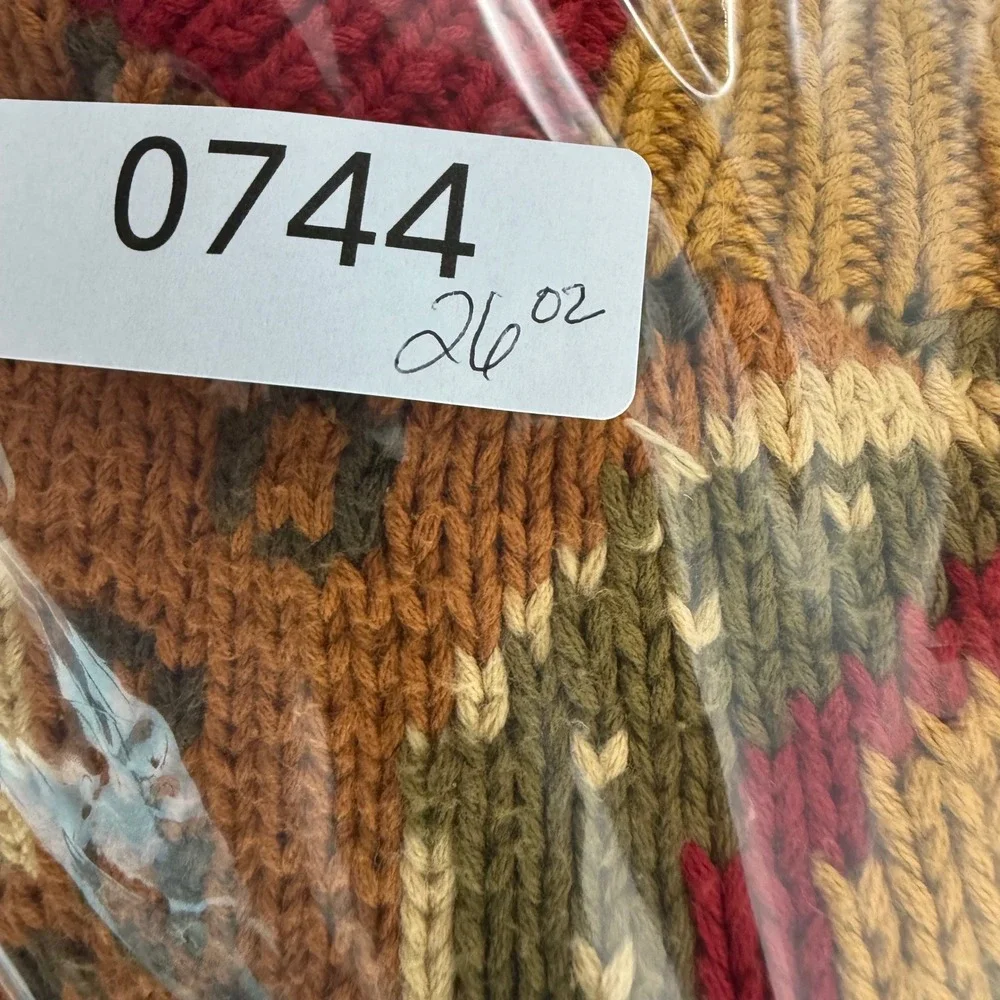 Vintage In-Wear Womens Fair Isle Chunky Knit Cotton Sweater Olive Mustard Medium